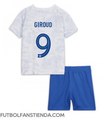 Francia Olivier Giroud #9 Segunda Equipación Niños Mundial 2022 Manga Corta (+ Pantalones cortos)